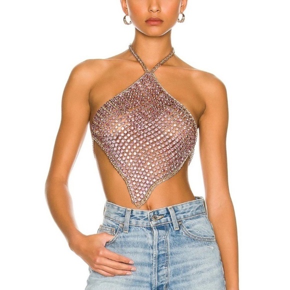 H:ours Oaklyn Top in Purple Embellishments Chain - Picture 1 of 9